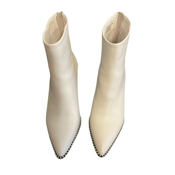Steve Madden Aquarius White Studded Pointed Toe Leather Boots 6.5 NEW - Picture 2 of 5